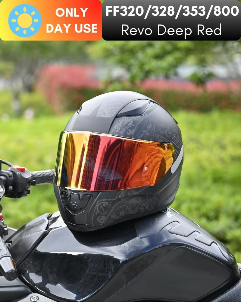 Logto Compatible with LS2 FF353/320/328/800 Helmets Visor Tint Replacement Motorcycle Helmet Face Shield (Revo Deep Red) - Image 4